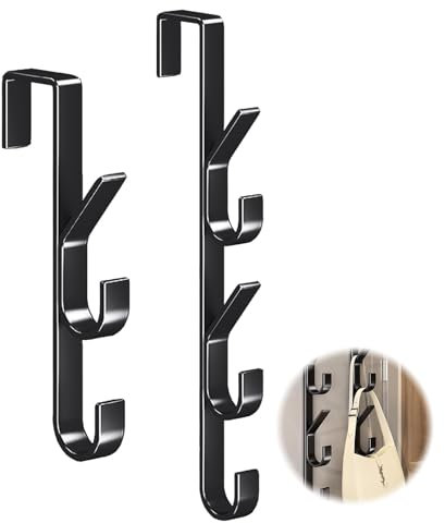 2 Over DoorHook/Over Door Hanger/Over Door Hooks/Over The Hanger/Hooks Over The, 3-Hook & 5-Hook Branch Design, Carbon Steel, Space-Saving Organizer for Home, Office, or Do
