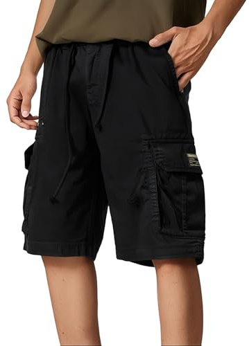 Generisch Sommer Cargo Shorts Herren Kurze Hosen Weiß Baumwolle Leinen Bermuda Shorts Cargohose Arbeitshosen Mit Taschen Kurze Cargo Hose Mit Kordelzug Vintage Lässiges Cargoshorts Blau XL