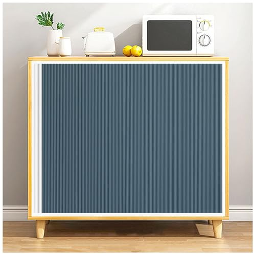 APMOE Akkordeon Schrankvorhang, Plissiert Schiebegardinen Wasser Staubdicht Schrank Vorhang für Offenes Regal, Innenschrank Schiebevorhänge für Schlafzimmer/Zimmer/Wohnzimmer(Dark Blue,85x65cm)