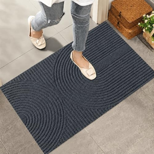 Diaxilu Fußmatte 40x60 cm Innen und Außen - rutschfeste Schmutzfangmatte - Waschbar Fussmatte, Wasserdicht Türmatte - Schmutzfänger Teppich für Eingang, Haustür, Patio, Flur, Garten (Grau)