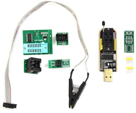URPIZY CH341A USB-Programmer für 24/25 Series EEPROM/BIOS mit 1.8V Adapter, SOIC8 Clip und SOP8-DIP8 Adapter für TV-Motherboards, Laptops, Router