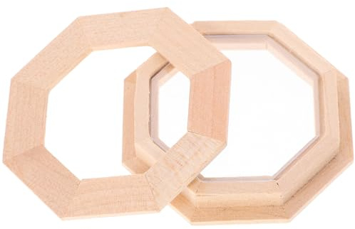 TOBBOMEY 12 Miniatur Achteck Fenster Ungestrichenes Puppenhaus Zubehör für Selbstgemacht Möbel und Deko