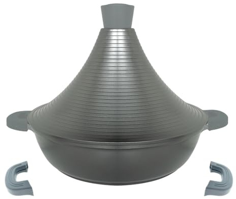 Aluguss Tajine Tagine Ø28cm Induktion Silikongriffe Gartopf Dampfgarer Bräte Grau