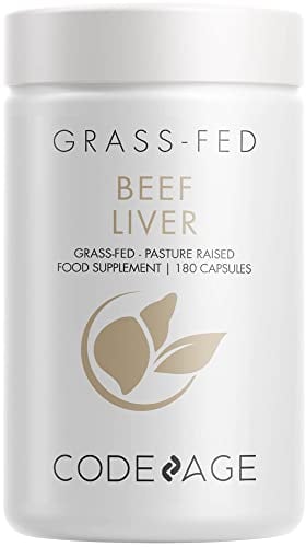 Codeage Grass Fed Beef Liver Supplement - Freeze Dried, Non-Defatted, Desiccated Beef Liver Glandulars Bovine Pills– Liver Health Foods Meat – Argentina Beef Vitamins For Liver - Non-GMO -180 Capsules