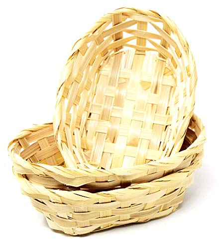 Lashuma 3er Korbset Kleine Flechtkörbchen, Ovale, Leere Bambuskörbe Größe: 18x13 cm, Beige Osterkörbe Tiefe 6 cm