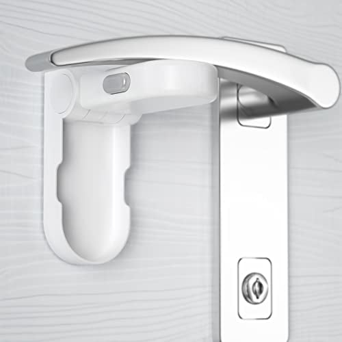 REDTRON Kindersicherung für Türklinken, 2 pack Kindersicherung Tür mit 3M Klebstoff, Türgriffschlösser für Kleinkinder für Schlafzimmer, Badezimmer, kein Werkzeug erforderlich
