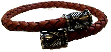 Leder-Armspange Wotan-knoten braun Armreifen Armschmuck Echtleder ca. 0,6 cm Durchmesser