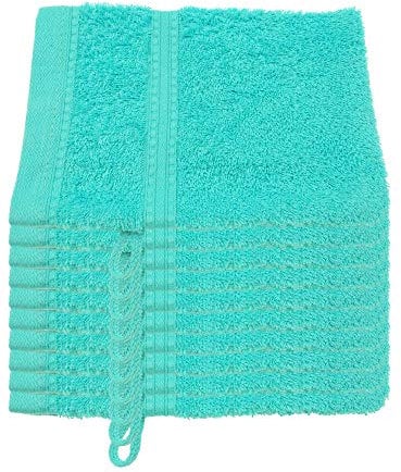 Julie Julsen® Bio Waschhandschuh-Set, 10 Waschhandschuhe in 32 Farben erhältlich weich und saugstark Türkis 15x21 cm