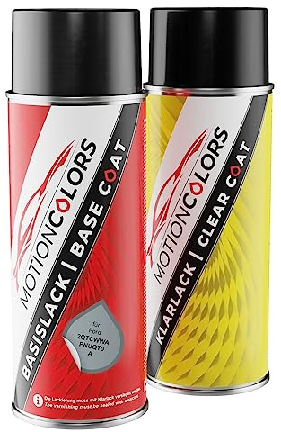 MOTIONCOLORS Machine Silver Metallic/Cosmic Silber Metallic 2QTCWWA / PNUQT0 / A für Ford Autolack Sprühdosen Set Basislack Klarlack Spraydose 400ml