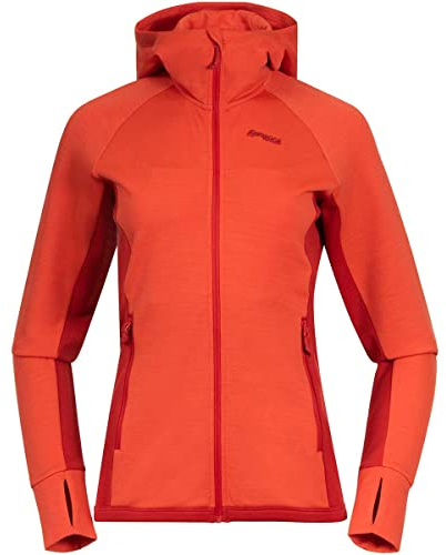 Bergans Damen Cecilie Wool Hood Jacke, energy red-red leaf, L