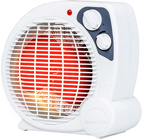 Brollux Elektroheizung 2000W mobiles Heizgerät FH3 Thermoventilator Heizlüfter Spiralheizkörper Heizspirale Elektroheizkörper, FH-101C, Weiß