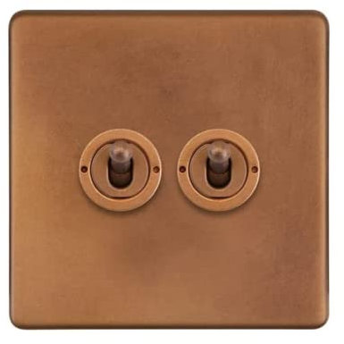Soho Lighting Antique Copper 2 Gang Dimming Toggle Light Switch | Dim Lights with a Toggle Switch | Multi-Location Dimming, New Technology, Indoor Lighting, Wall Light Switch …