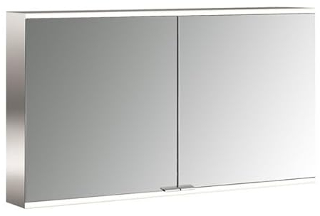 Emco Prime 2 Facelift Lichtspiegelschrank, 1200 mm, 2 Türen, mit verspiegelten Seitenwänden, Aufputzmodell, 9497, Farbe: Aluminium