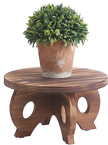 VZODESR Plant Stand Indoor Wooden Plant Stool Round Stand Risers for Decor Plant Pedestal Stand Farmhouse Rustic Decorative Display Flower Holder Pedestal Board Brown