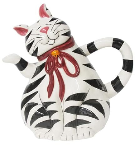 Exquisite Handbemalte Tiermotiv-Teekanne: Genuss in Stil (Katze schwarz weiß)