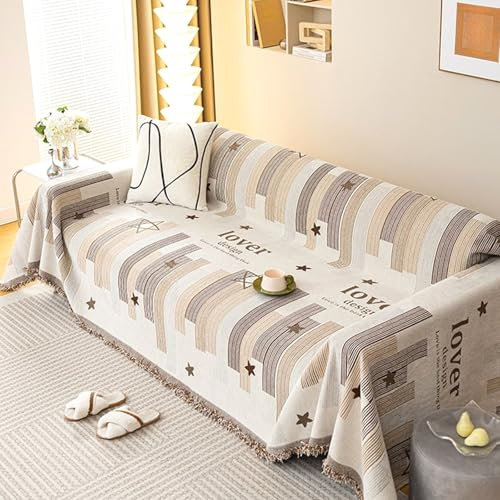 ZCXRYFL Sofabezug L-U-Form Eckcouch Sofa üBerzug 1 2 3 4-Sitzer- Weicher Chenille- Couch/Sofa üBerwurf Decke FüR Chaiselongue Schal Bettstuhl Katzen Und Hunde Baby-Krabbel Decken(180X300cm,Khaki)