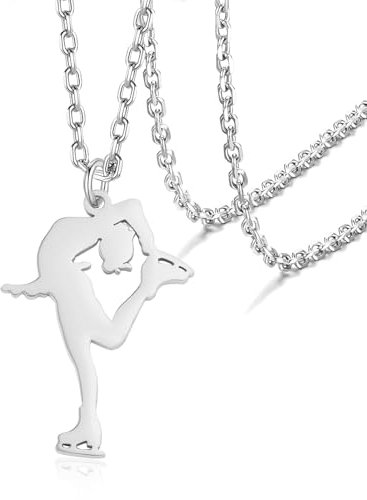 VASSAGO Schlittschuh Halskette für Damen Teenager Eiskunstlauf Halskette Sport Liebhaber Anhänger Halskette Skate Liebhaber Schmuck Geschenke (Silber)