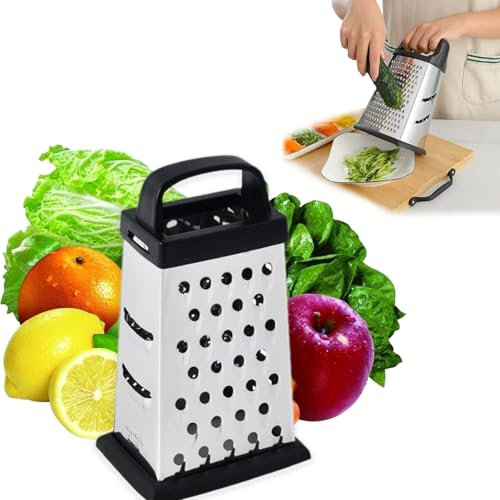 Kitchen Cheese Grater - Stainless Steel Box Grater for Cheese, Vegetables, and Food Shredding, 4-Sided Grater for Kitchen Use, Versatile Cheese Grater and Vegetable Slicer