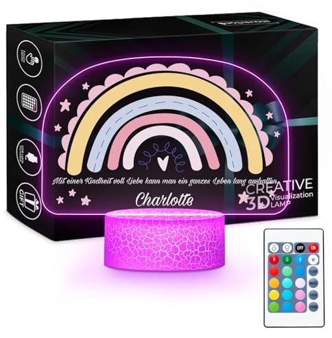 Maverton Personalisiertes LED Nachtlicht für Babys und Kinder - Nachttischlampe, Geschenk zur Geburt, Geburtstag - Für Mädchen