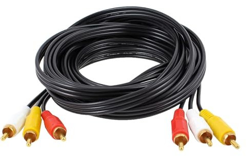 Qneneam 5m 3 RCA/Phono Male Plug to 3 RCA, Triple 3 x RCA Phono Plugs, RCA Audio Video AV TV Cable Lead, Male to Male Cable, High-Performance Connection for Enhanced Audio & Video Experience