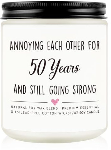 50th Wedding Anniversary Candle Gift, 50th Anniversary Candle Gifts, 50 Years of Mr and Mrs Gift for Wife Husband Couple, Natural Soy Scented Candles Lavender 7OZ