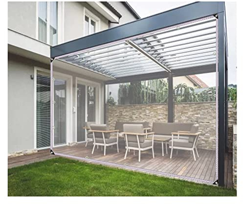 Rideaux d'extérieur en PVC personnalisables pour tonnelle, terrasse et porche - Parement latéral transparent imperméable pour garages et abris de jardin (transparent, 1,6 x 4 m)