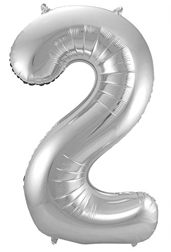 Folat 631723 - Folienballon Zahl 2 - silber - ca. 86 cm