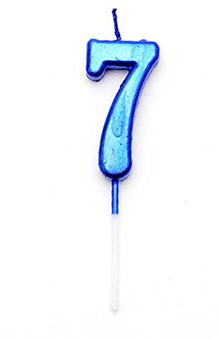 SHATCHI Blue 7 Number Candle Boys Birthday Wedding Anniversary New Year Party Cake Decorations Topper,4.5 cm