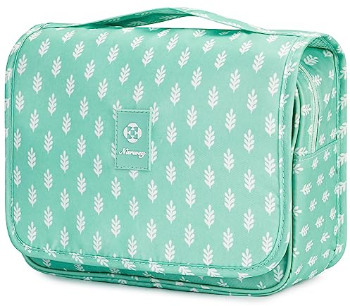 Kulturtasche Damen - Kulturtasche Zum Aufhängen, Kulturbeutel für Damen & Herren Kosmetiktasche - Waschtasche(grünes Blatt)