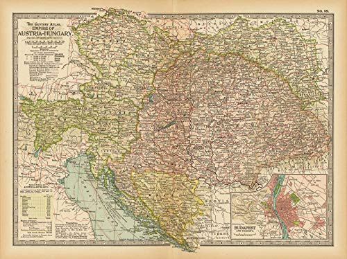 Österreich-Ungarn Landkarte 1914 – Historische Karte Druck – 61 x 45,7 cm