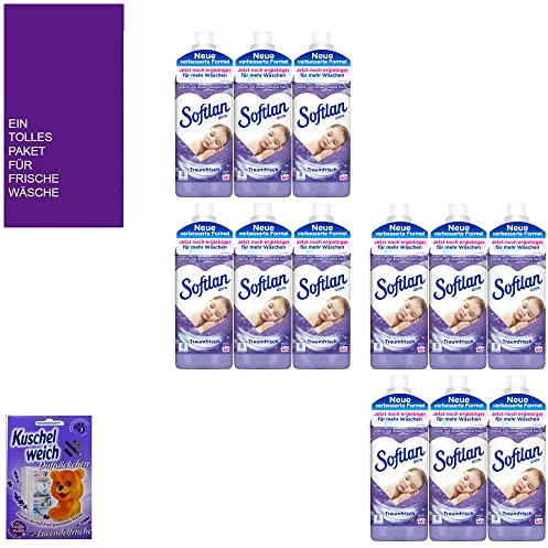 14tlg. Set kompatibel 12x1000ml Softlan Ultra Weichspüler Traumfrisch 480WL | + 1 x Kuschelweich Duftsäckchen - Box Wilde Vanille + Mini-Bag von STUDIO.MUNET