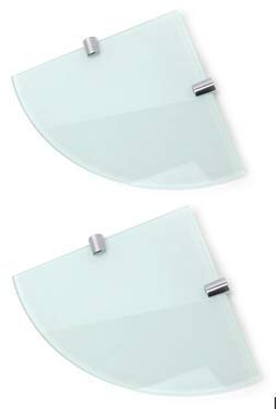 Eckregale aus gehärtetem Glas, 6 mm, 2 x 150 mm, Weiß