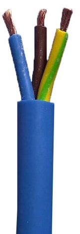 Blue Arctic Grade 4mm² Rated 30A BS6500 3 Core Mains Flex Cable. Twin and Earth for IP44 Hookup Trailing Fly Leads etc (5 Metres)