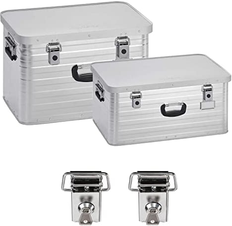 Enders Alubox 63 L + 80 L mit 2X Schloss Set - Aluminium Box 1 mm Wandstärke, spritzwasserdicht, stapelbar - Alu Box, Alukiste, Metallbox - verwendbar als Transportbox, Lagerbox, Werkzeugkiste