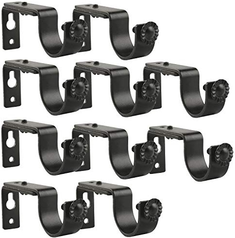 10 Pcs Adjustable Black Heavy Duty Curtain Rod Brackets Max for 1 Inch Rod