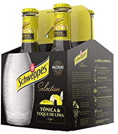 Schweppes Selection Tónica con un toque de Lima, Bebida Refrescante - Vidrio, Pack 4x20cl