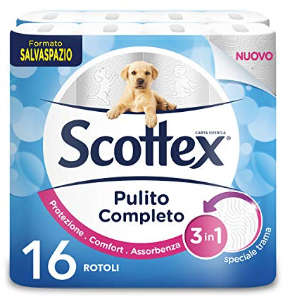 Scottex Propre Complet Papier Hygiénique, Lot de 16 rouleaux Maxi – 1830 g