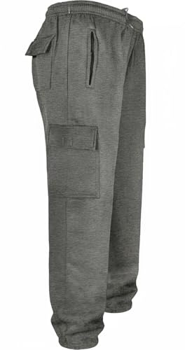 WJL WHISPERING JONES LONDON Mens Elasticated Cargo Combat Jogging Bottoms Trousers Gym Tracksuit Fleece Multi Pocket Joggers Outdoor Warm Pants