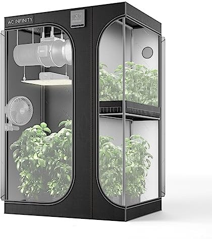 AC Infinity CLOUDLAB 743D – 2-in-1 Advance Grow Zelt 120 × 90 × 180 cm, 25 mm Stahlstangen, 2000D Mylar, für Hydroponik und Indoor Growing