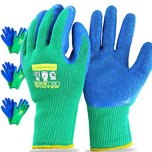 GRÜNTEK Winter-Schutzhandschuhe mit Thermo-Futter: Wasserdichte Garten- und Arbeitshandschuhe für optimalen Kälte-Schutz und Arbeitsschutz, Innenfutter, Latex