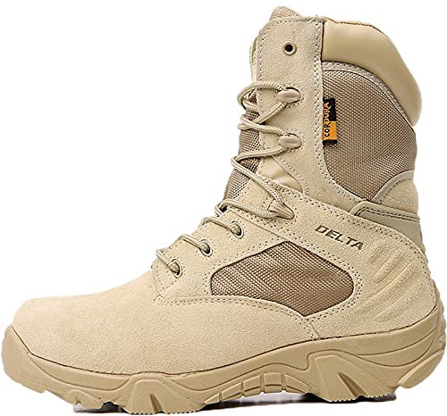 hongrenamz Leichte Wanderschuhe für Herren wasserdichte High Top Casual Camping Outdoor Walking Schnürschuhe Anti-Rutsch-Trailrunning-Stiefel Trekkingschuhe Sand-EU43/US9