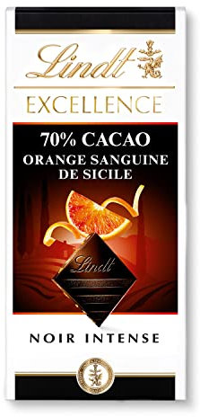 Lindt - Tablette 70% Cacao Orange Sanguine EXCELLENCE - Chocolat Noir - 100g