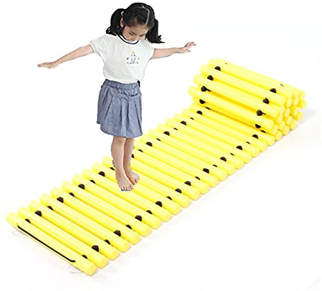 Balance Boards Children's Agility Balance Training Equipment, Kindergarten Balance Trail, Promote Agility, Strength, Active Play, Boy Girl Party Birthday Gift (Color : Light Yellow)
