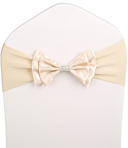 Stuhlschärpen Stuhl Schärpen,Organza Schleife Tüll Stuhl Rücken Blume Schärpe,Hochzeit Stuhl Bogen Für Stuhl Deckt Schärpe Geburtstag Party Hotel Dekoration,Champagne,50PCS
