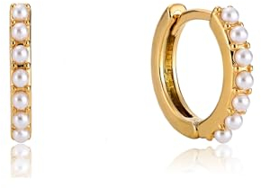 Kenivira Kleine Perlen Creolen für Damen 18 Karat Gold Perlen Creolen Perlen Ohrringe Schmuck Geschenke
