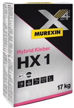 Murexin Hybrid Kleber HX1 17Kg Fliesenkleber Handwerkerqualität, Hellgrau, Pulver, Fliesenkleber, Innen & Außen, bis zu 20mm Aufbau möglich