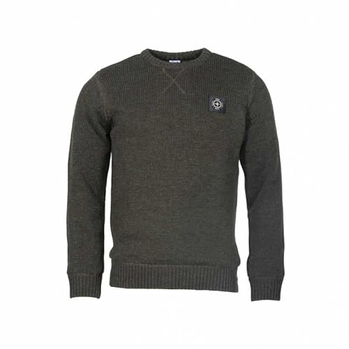 Nash Scope Knitted Crew Jumper - Wasserabweisender Strickpullover mit weichem Futter für Karpfenangeler, Größe:M