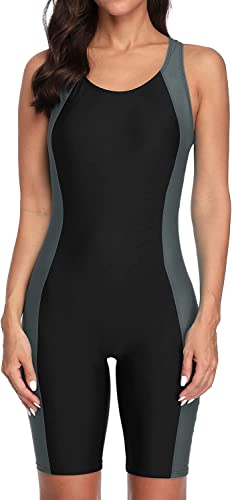 Attraco Damen Einteilige Badeanzug Push Up Bauchweg Bademode Swimsuit Sexy Sport Schwimmanzug Slim Fit Bikini Set Schwarz S