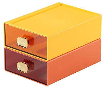 OSteed Office Desk Organiser Drawers, Stackable Desktop Storage Drawer, Plastic A4 Drawer Organiser, Stationery Storage Unit, Letter Box, Countertop Tabletop Toiletry Storage Drawers, 2 Middle OG&YE