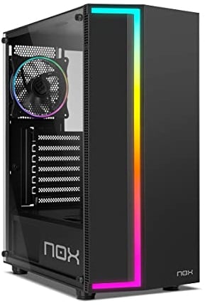 NOX XTREME PRODUCTS INFINITY GAMMA - Mid-Tower ATX/M-ATX/ITX ARGB Dynamic Rainbow, pannello laterale in vetro temperato, ventola ARGB da 120 mm preinstallata, USB 3.0, nero